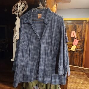 Faded Glory Navy Plaid Women's Plus Shirt